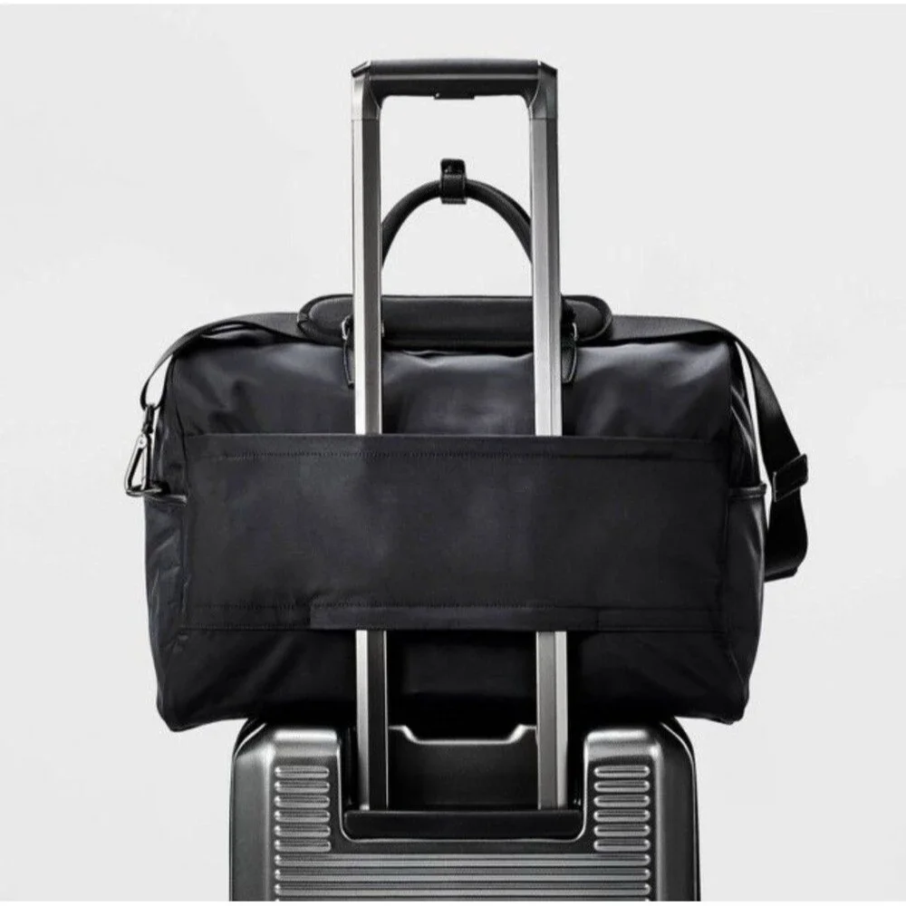 Open Story Signature Weekender Bag Black Structured Travel Bag Crossbody Duffle
